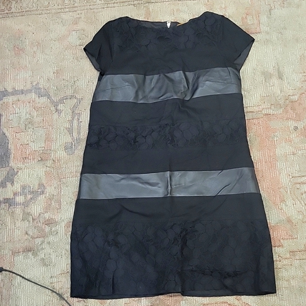 Anthropologie Ali Ro black leather and lace paneled mini dress size 8
